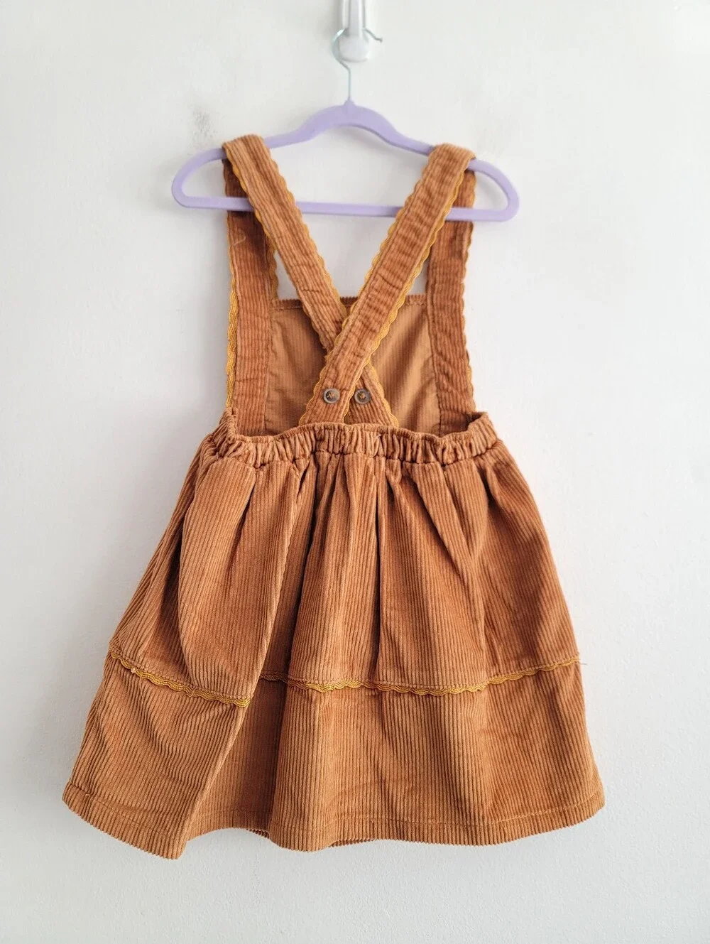 Tahari Girls 6 Carmel Brown Corduroy Pinafore Jumper Overall Dress Ric‎ Rac